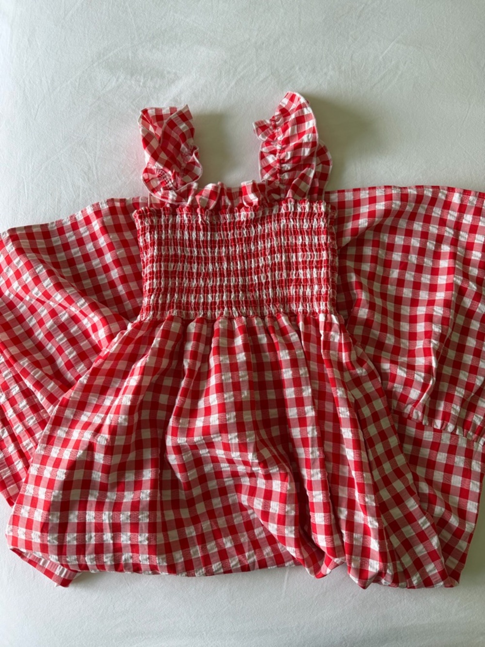 Red & White Gingham Smocked Sundress
